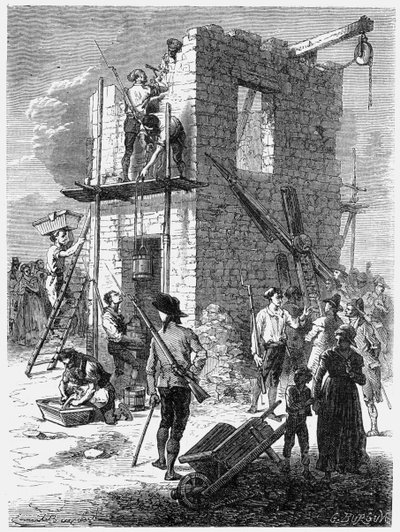 Bouw van een Chappe telegraafstation, ca. 1793 door Unbekannt