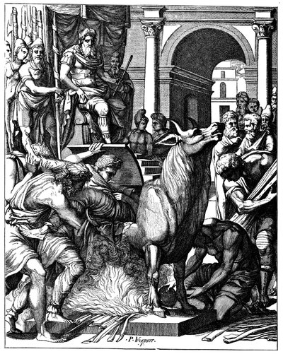 Stier van Phalaris, tiran van Agrigentum, Sicilië, ca. 570 v.Chr. 16e eeuw door Unbekannt