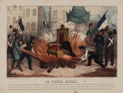 Verbranding van de troon van koning Louis Philippe op 25 februari 1848 door Unbekannt