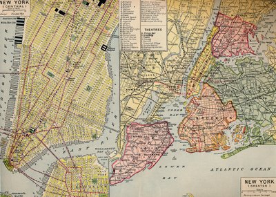 Zakencentrum van New York aan het zeewaartse einde van Manhattan en omgeving, ca. 1930s door Unbekannt