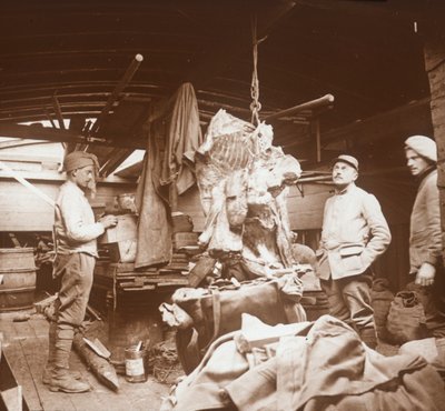 Slagers op een schuit, Somme, Noord-Frankrijk, ca. 1914-1918 door Unbekannt