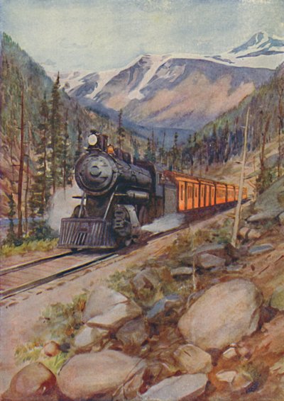 C.P.R. Trein in de Rockies door Unbekannt