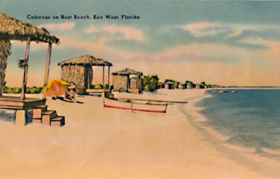 Cabanas op Rest Beach, Key West, Florida, ca. 1940s door Unbekannt