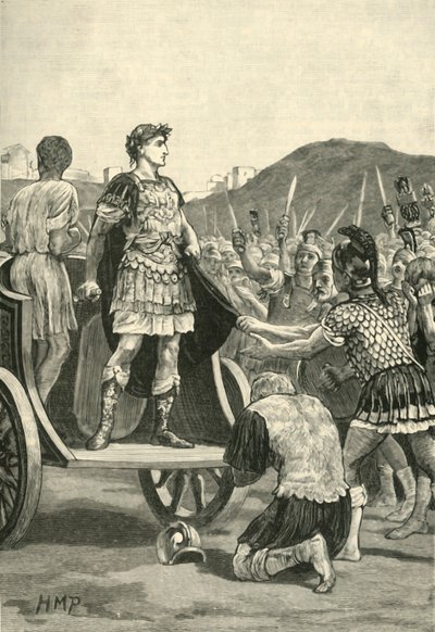 Caesar spreekt de ontevreden legioenen toe op het Campus Martius, 1890 door Unbekannt