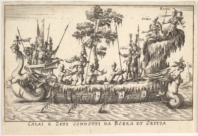 Calais en Zetes geleid door Boreas en Oreithyia Calai e Zeti condotti da Borea et Oritia, 1664 door Unbekannt