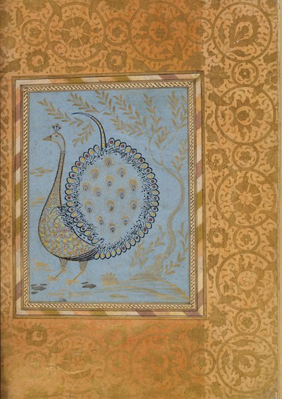 Kalligrafische compositie in de vorm van een pauw, Folio uit het Bellini Album door Unbekannt