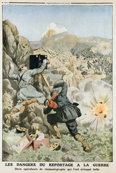 Cameramannen onder vuur tijdens het filmen in de Eerste Balkanoorlog, 1912 door Unbekannt