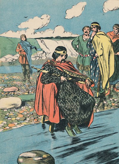 Knoet beveelt het tij te stoppen, ca. 1907 door Unbekannt