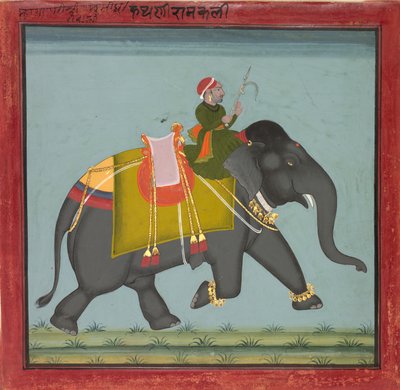 Versierde olifant met een Mahout, gedateerd 1761 door Unbekannt