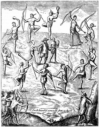 Kapitein John Smith gevangen genomen door de Indianen, Virginia, 1607, ca. 1880 door Unbekannt