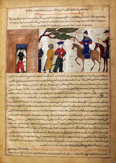Gevangen Indiase Raja Gebracht naar Sultan Mahmud van Ghazni, Folio uit een Majma..., ca. 1425 door Unbekannt