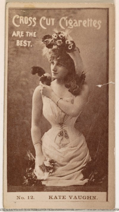 Kaart nummer 12, Kate Vaughn, uit de serie Acteurs en Actrices N145-2 uitgegeven door Duke..., 1880s door Unbekannt