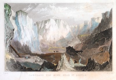 Carglaze tinmijn, nabij St Austell, Cornwall, Engeland, ca. 1825, 1837 door Unbekannt