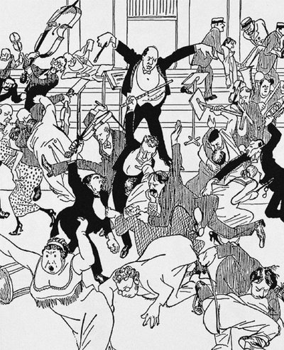 Karikatuur op Schoenbergs Kamersymfonie nr. 1 op 31 maart 1913 in Wenen door Unbekannt