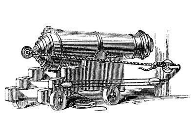 Carronade, kort stuk scheepsgeschut met grote kaliberkamer, zoals een mortier, ca. 1884 door Unbekannt