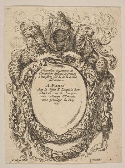 Cartouche met titel: Nouvelles inventions de Cartouches, 17e eeuw door Unbekannt