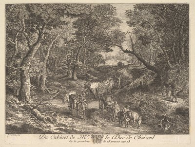 Karren op een Pad door het Bos na een schilderij in de collectie van de Hertog van Choiseul door Unbekannt