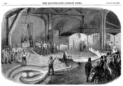 Het gieten van de klok voor de Westminster Clock Tower, 1856 door Unbekannt