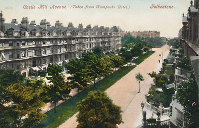 Castle Hill Avenue. Gezien vanaf Wampachs Hotel. Folkestone, eind 19e-begin 20e eeuw door Unbekannt