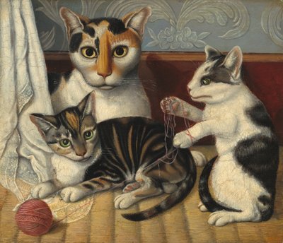 Kat en Kittens, ca. 1872-1883 door Unbekannt