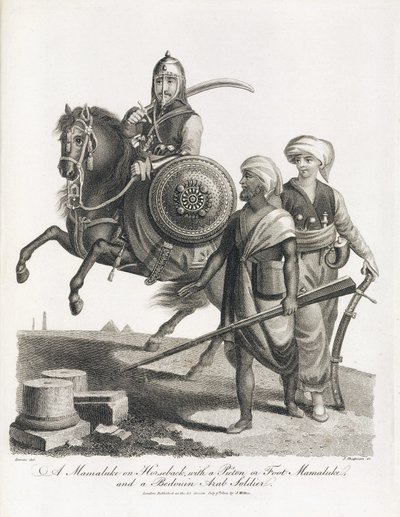 Mamelukse ruiter en soldaten van de mamelukse infanterie en bedoeïen, in 1804 door Unbekannt