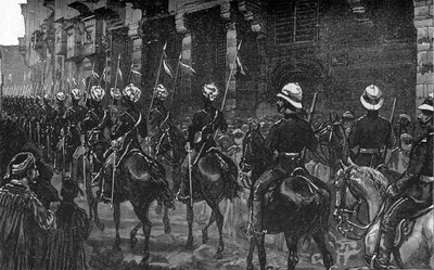 Cavaleriedemonstratie in de Arabische Wijk, Caïro, c1882-85 door Unbekannt