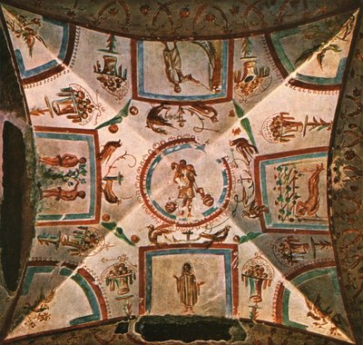 Plafond in Kamer II van het Coemeterium Maius aan de Via Nomentana, Rome, Italië, 1928 door Unbekannt