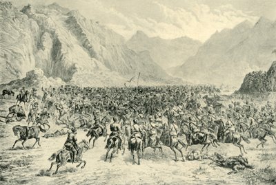Aanval van Punjab Cavalerie in de tweede actie nabij Charasia, op 24 april 1880 door Unbekannt