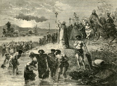 Karel de Grote Laat de Saksen Dopen in de Weser, 782AD. 1890 door Unbekannt