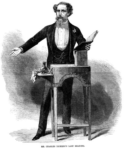 Charles Dickens geeft zijn laatste openbare lezing in St Jamess Hall, Londen, 5 maart 1870 door Unbekannt
