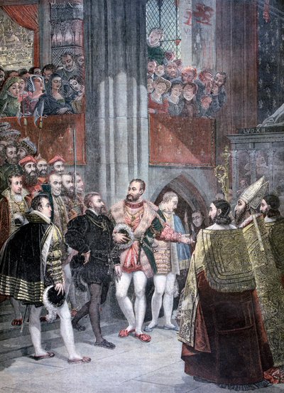 Karel I en Karel V in de Basiliek van Saint Denis, Parijs, 1893 door Unbekannt