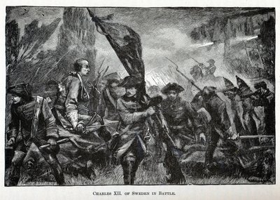 Karel XII van Zweden in de Slag door Unbekannt