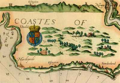 Kaart met windmolens als herkenningspunten aan de noordoostkust van Engeland, 1588, 1947 door Unbekannt