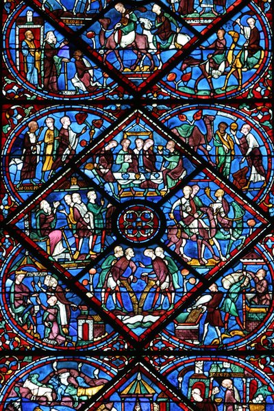 Kathedraal van Chartres: glas-in-loodraam, Chartres, Frankrijk door Unbekannt