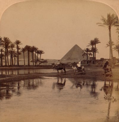 Cheops vanuit de vruchtbare vallei van de Nijl, Egypte door Unbekannt