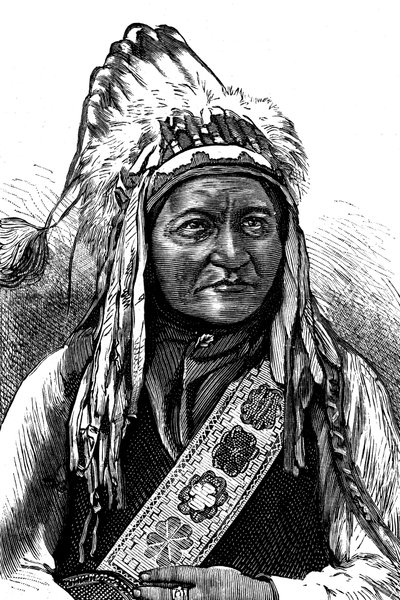 Opperhoofd Sitting Bull, Amerikaanse indiaan, 19e eeuw door Unbekannt