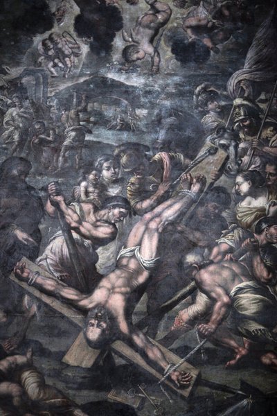 Chiesa della Grazia, Galatina, Apulië Schilderij dat de kruisiging van Sint-Pieter uitbeeldt, Galatina, Italië door Unbekannt