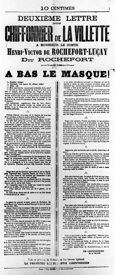Chiffonnier de La Villette, uit Franse politieke posters van de Parijse Commune, mei 1871 door Unbekannt