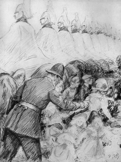 Kinderen in de menigte bij de proclamatie van koning George V, 1910 door Unbekannt