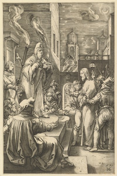Christus voor Kajafas, uit De Passie van Christus door Unbekannt