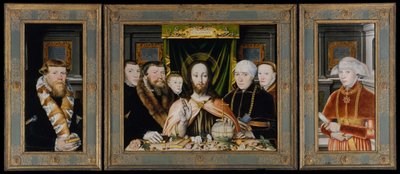 Christus zegent, omringd door een schenkersfamilie, ca. 1573-82 door Unbekannt
