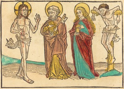 Christus toont zijn wonden aan Petrus, de Magdalena en de goede dief door Unbekannt