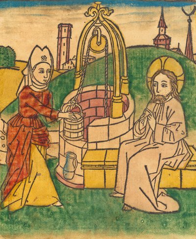 Christus en de Vrouw van Samaria, waarschijnlijk 1485 door Unbekannt