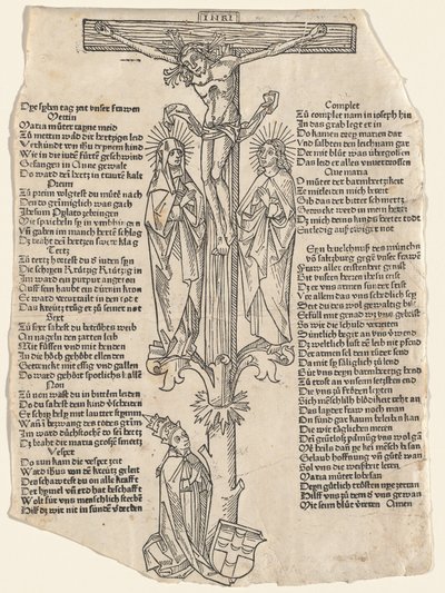 Christus aan het kruis met paus Pius II, ca. 1475 door Unbekannt