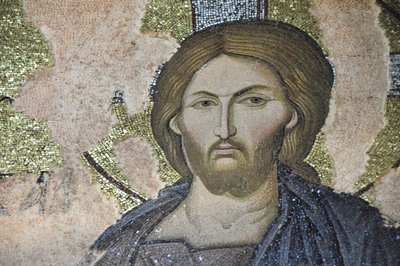 Christus Pantocrator (in glorie) Fresco in 11e eeuwse Saint Saviour in Chora kerk (Kariye Camii), Istanboel, Turkije door Unbekannt