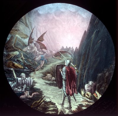 Christian betreedt de Vallei van de Schaduw des Doods, ca. 1910 door Unbekannt