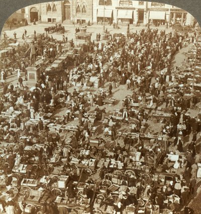Grootste markt van Christiania, Noorwegen, ca. 1905 door Unbekannt