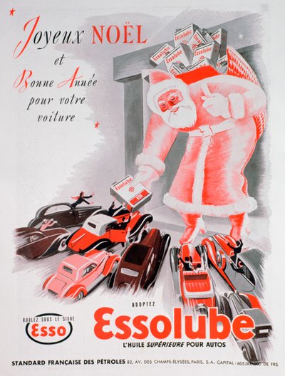 Kerstadvertentie voor Essolube motorolie, 1938 door Unbekannt