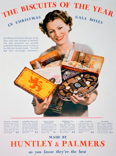 Kerstadvertentie voor Huntley en Palmers biscuits, 1935 door Unbekannt