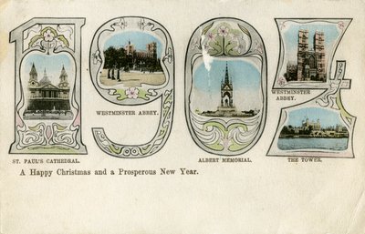 Kerstkaart, 1904 door Unbekannt
